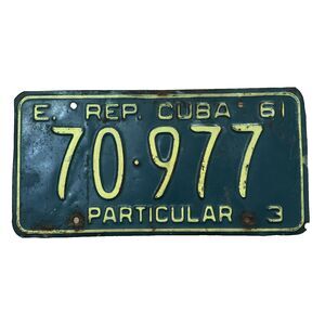 VTG 1961 Cuban License Plate PARTICULAR Private Passenger Rare